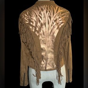 Custom painted tree fringe jacket